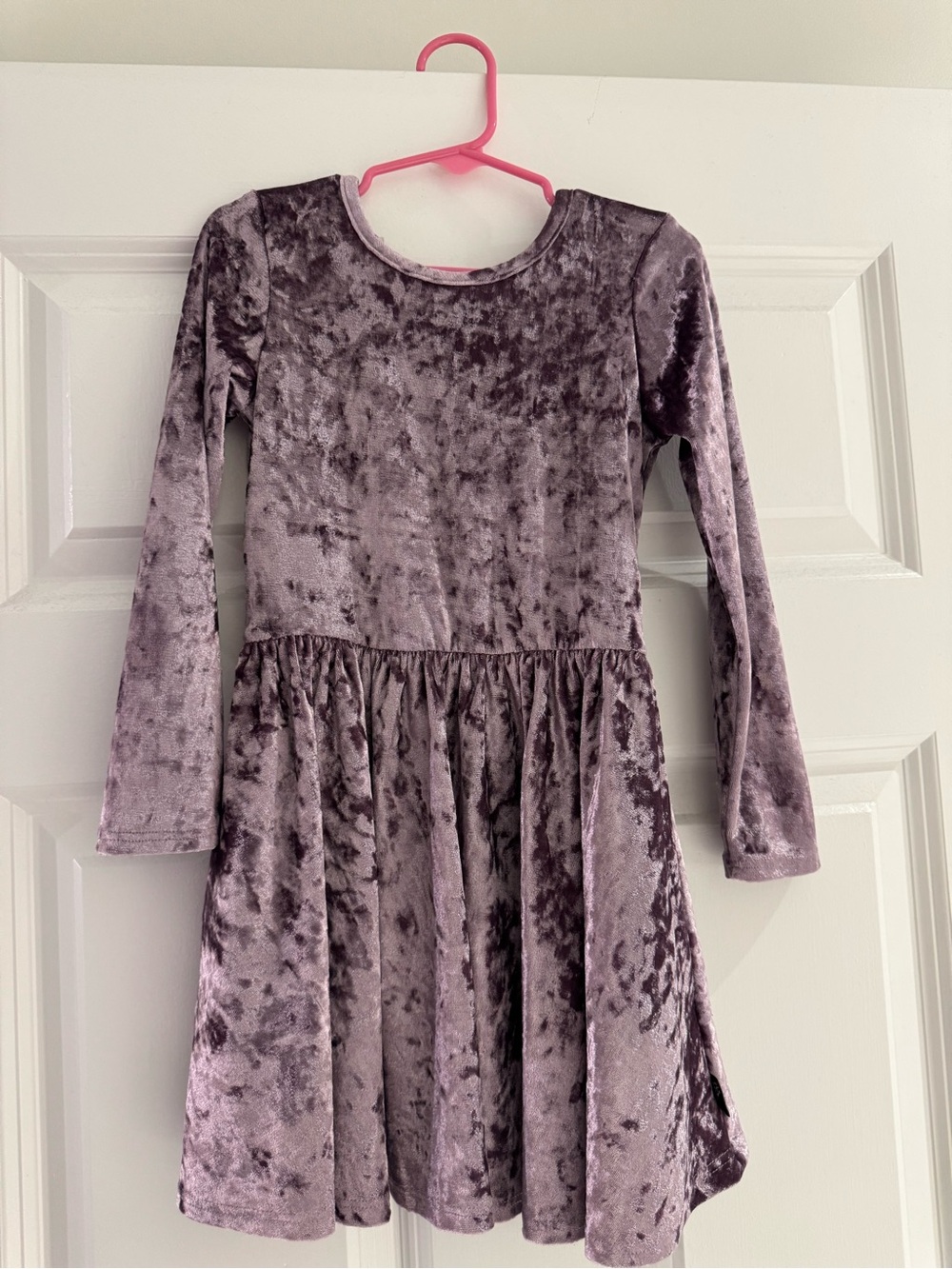 Pixielane Girls' Velvet Long-Sleeve Dress in Mauve